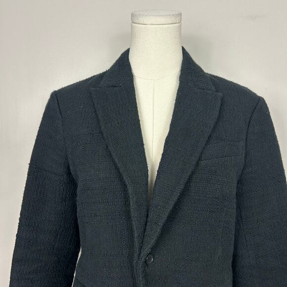 Theory Tweed Button Blazer Black Sz 10 Business Casual Office Career Wear - Picture 2 of 6